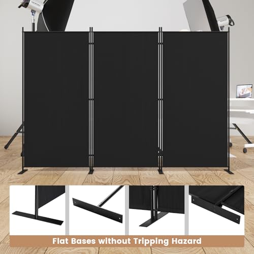 C-Hopetree 3 Panels Room Divider, 6 Ft Tall Indoor Folding Privacy Screen, Portable Partition Separator, Freestanding Separation Temporary Wall for Office, Bedroom, 102" W X 71" H, Black - size: 3-Panel