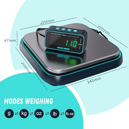 GRAM PRES Digital Shipping Scale, 86 lbs/0.1oz Highly Accurate Postal Scale | for packages with Hold/Tare/Separate LCD Display，Stainless Steel Postage Scale，Package Scale for Small Business, Mail Scale