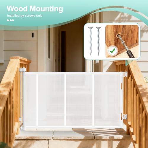 EZIGO Retractable Baby Gates Replacement Parts for 100/120 inch Dog Gate | Full Set Wall Mounting Accessories Including Brackets, Latches, Screws for Extra Wide Baby Gate Retractable Dog Gate, White - color: White, size: Medium