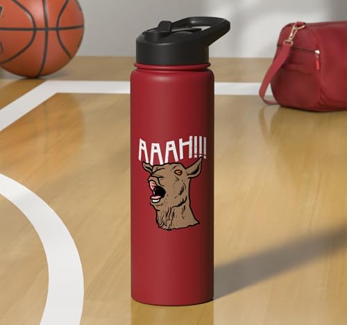 Goat Aaah Bleating Scream Animal Lover Farmer Men Women Kids Stainless Steel Insulated Water Bottle - color: Red