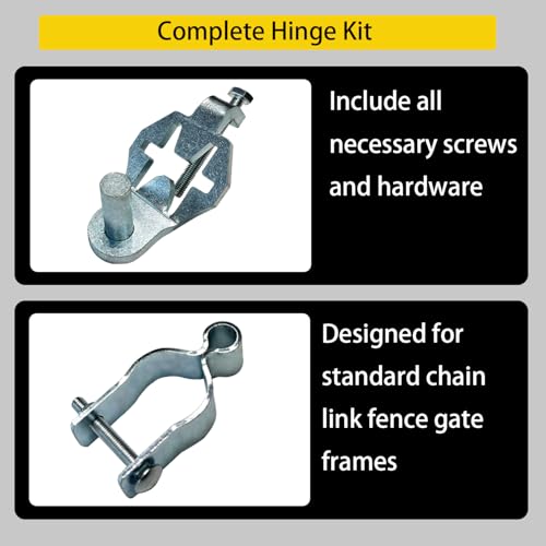 Heavy Duty T-Post Gate Hinge Kit, 1-5/8″Chain Link Fence Gate Post Hinge Pins, Galvanized Steel Easy Install Hardware for Farm, Garden, Backyard Gate