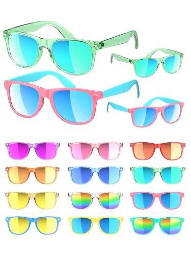 Sumsun Kids Sunglasses Bulk Party Favors 12 Packs Boys Girls Age 3-8 with UV400 Protection for Birthday Graduation Party Supplies (Blocking color 12 Pack) - style: 12pc Blocking Color