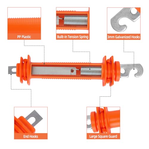 10 Pcs Electric Fence Handle | Heavy Duty Insulated Gate Handle with Spring Hook, High-Visibility Orange for Livestock & Garden Fencing