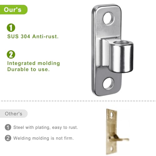 Insaga Heavy Duty 304 Stainless Steel Gate Hinges 4 Pcs, Wall Mount Hardware with 5/8" Pin, One-Piece Cast Hinge for Farm, Fence, Chain Link, Wooden & Metal Gates - color: Silver-SS-Hole-4Pcs
