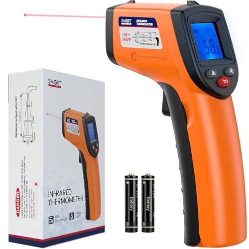Infrared Thermometer Gun -58°F to 788°F Range (Not for Human Body Temp) | Digital Temperature Gun for Cooking, BBQ, Oven, Engine, HVAC | Non-Contact Measuring & Backlit Digital Display