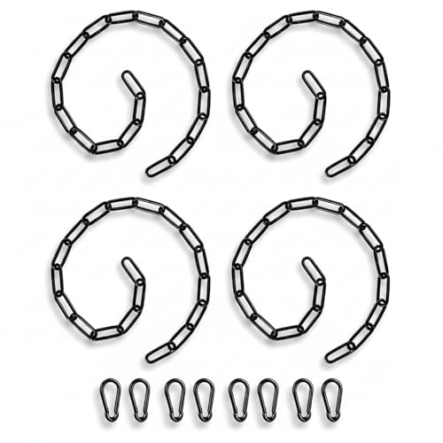 4 Pack Gate Chain Lock for Outdoor Fence with Carabiner,1/8 x 20 Inch Black | Stainless Steel Link Chains No Fear of Being Bent, Easy to Adjust Barn Chain for Livestock Gate - size: 4-Pack