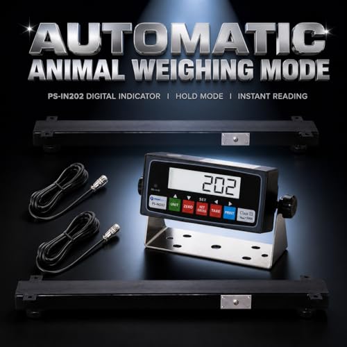 Livestock Weigh Beam Scale 10000lb Capacity with PS-IN202 Indicator, Heavy Duty Livestock Scale for Cattle, Hogs, Goats, Sheep, Chutes, Alleys, and Cage Weighing(36") - size: 36"