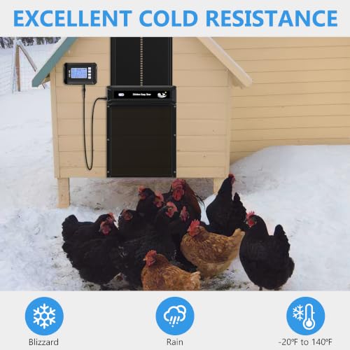 Automatic Chicken Coop Door with External Control Box，Coop Door with 118-inch-long Connection Cable & 5000mAh Battery, Anti-Pinch Auto coop Door, Weatherproof for Backyard Chicken Coop