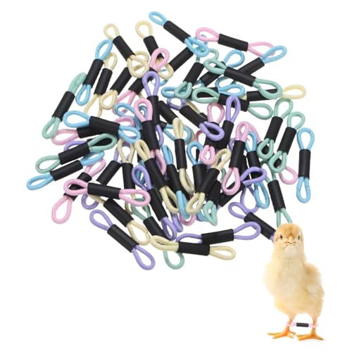 M METERXITY 50-Pack Adjustable Chick Leg Bands, 1.38" x 0.2" Polyester Chicken Leg Brace for Chicks/Ducks/Birds [Mixing 5 Colors - A] Poultry Leg Bands - color: Mixing5Colors-A