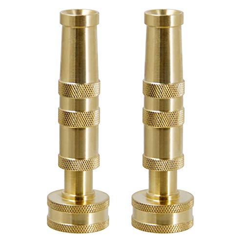 ATDAWN Brass Hose Nozzle, Heavy-Duty Brass Adjustable Twist Hose Nozzle, 2 Pack (4") - size: 4 Inch