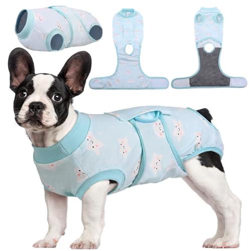 Kuoser Recovery Suit for Dogs Cats, Soft Dog Surgery Suit Female Male Spay | Professional Dog Onesie for Surgery, Substitute E-Collar & Cone, Prevent Licking Dog surgical suit Pet Neuter Suit - color: Star, size: X-small (Back:8.3-11.4'', Weight:4-7 Lb)