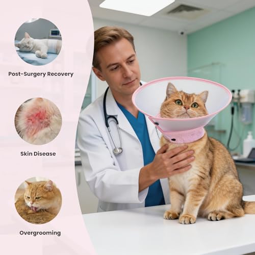 Avont Soft Mesh Large Pet Cone, Adjustable Anti-Lick E-Collar (Pink L) | Neck 8.7-11.8" Depth 5.3" Adjustable draw, hook & loop, snaps, water-resistant, clear-view spay recovery - color: Pink, size: Large