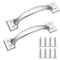 2Pcs V171 6-1/2" Gate Handle,Silver 5.5 Inch White Barn Door Handles | Metal Gate Pull Screen Doors Handles Stainless Steel White Screen Door Handle with Screws - color: Silver