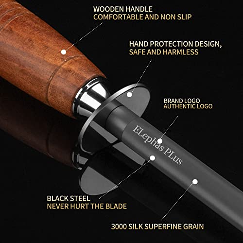 honing steel knife sharpener ，Wooden Handle knife sharpener rod,12 Inch Knife Sharpening Steel Honing Rod（mahogany） - color: Rosewood