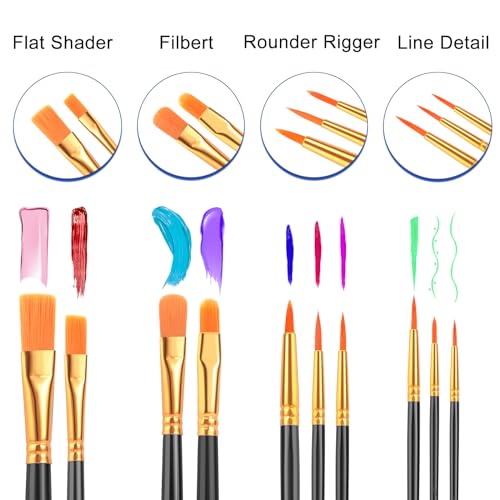 ESRICH 240PCS Paint Brushes, Paint Brush for Acrylic Painting | Artist Paintbrushes for Oil Watercolor, Body Face Rock Canvas, Small Paint Brushes for Kids, Black - color: Black, size: 240