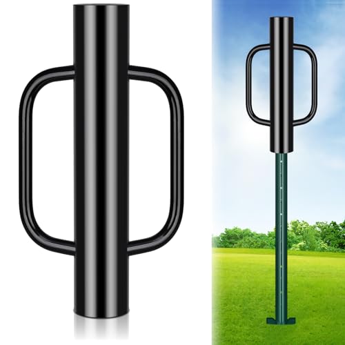 Gtongoko 12LB T Post Driver with Handles Heavy Duty Fence Post Driver Post Pounder for T-Posts，U Channel，Metal Post and Sign Post Pole Driver Tool,17 Inch Black - color: Black, size: 12LB