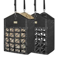Dual Purpose Feed Horse Hay Bags, 2 Pack Large Black Oxford Fabric | Two-Sided Ultra-Slow Feed Oxford Hay Bags for Horses with Large Opening, Hook-and-Loop Top Closure & Adjustable Hanging Strap - size: Large 2 Pack