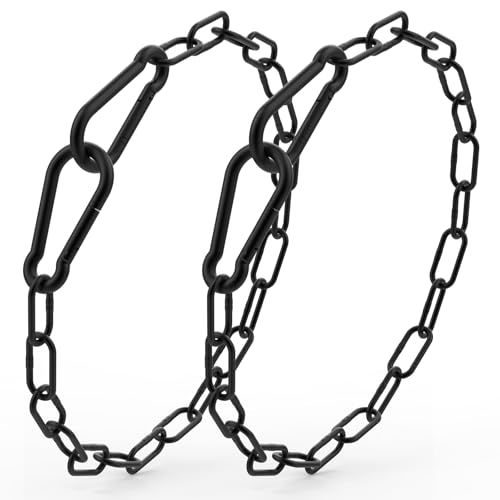 20 Inch Gate Chain Lock with Carabiner | Stainless Steel Chain Link Gate Lock, 2Pcs Barn Chain for Outdoor Fences Gates Pet Cages Livestock Corrals, Black