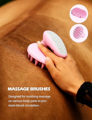 Harrison Howard Complete Horse Grooming Set, 11-Piece Advanced Daily Grooming Tools with Extra Brushes for Full Horse Care Pink Brushstroke Ponies - color: Pink