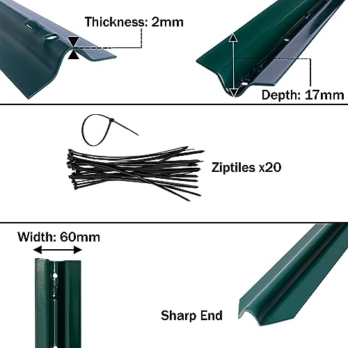 (4 Sizes: 4-5-6-7 Feet) LADECH 4 Feet Sturdy Duty Metal Fence Post with 20 Zip Ties – Garden U Posts for Fencing (4 Feet - Heavy - Set 10) - style: 4 Feet - Heavy - Set 10
