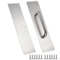 Sumnacon 1 Set 16" Stainess Steel Door Handle Pull Push, Silver | Heavy Duty Gate Handle Bar for Home/Office/Warehouse/Public,Suitable of Wooden/Composite Door with Screws,Brushed - color: Silver
