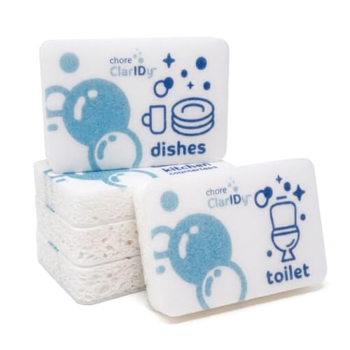 4-Pack Labeled Individually Wrapped Sponges Cellulose sponges Kitchen sponges Non Scratch Bathroom Sponges for Cleaning No Scratch Sponges Dishwashing Sponges Household Cleaning Sponges