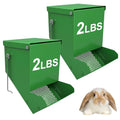 2 Packs Hay Feeder Rabbit, Metal Small Animal Feeder with Lid & Mesh Bottom, 4.7 Inch 2 LBS Capacity, Gravity Food Dispenser for Guinea Pigs Chinchillas, Cage or Outdoor Use, Green - size: 4.7 Inch (2Pcs)