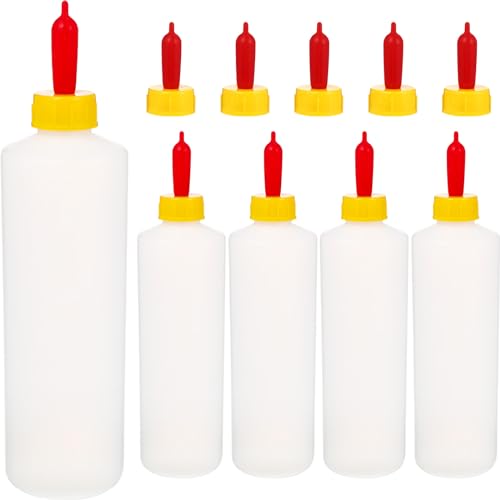 Yardwe Goat Feeding Bottles 5 Pack, 400 ml Lamb Feeding Bottles with Nipples, Plastic Livestock Milk Feeder for Baby Goats, Lambs and Calves