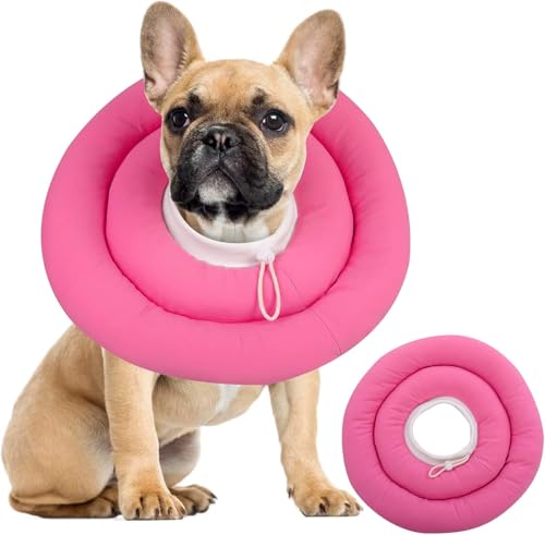 IDOMIK Dog Recovery Collar, Waterproof Soft Dog Cone After Surgery | Comfy Protective Elizabethan Collar Alternative for Dogs Cats, Adjustable Pet Neck Donut Cone Anti-Licking Wounds,Rose,L - color: Rose Red, size: L