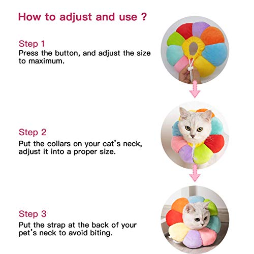 Cat Small Dog Recovery Collar, Cute Neck Cone After Surgery, Adjustable Pet E Collar, Wound Healing Protective Cone Surgery Recovery Elizabethan Collars for Small Pet (L(Bwtween15-25lb) - size: L