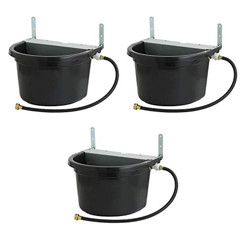 Little Giant FW16MTLBLACK 4 Gallon Capacity Automatic Float Controlled Waterer Animal Horse & Cattle Livestock Water Trough, Black (3 Pack)