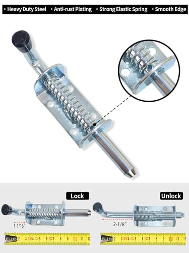Spring Loaded Gate Latch Pin Barrel Bolt 5in Durable Zinc Plated Solid Steel Heavy Duty - 2pcs - style: Zinc Plate 2pcs