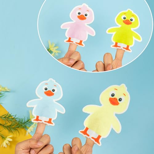 Five Little Ducklings Finger Puppets Set (6PCS) – Felt Duck Finger Puppets for Nursery Rhymes, Preschool Storytelling, Parent-Child Interaction & Classroom Activities - style: 5 Little Ducklings