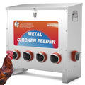 HAYOHRT 85 Pounds Automatic Chicken Feeder 6 Ports Large Gravity Fed Chicken Feeder with Latch & Handle for Chickens Bantams Pheasants Poultry Coop Weatherproof - size: 6 Ports - 85-120 lBS