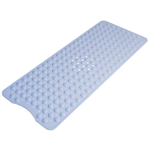AmazerBath Shower Mat Non Slip 40 x 16 Inches, Shower Stall Mats with Suction Cups and Drain Holes, Non Slip Bath Mat for Tub for Elderly & Kids, Baby Blue - color: Baby Blue, size: 40" x 16" (Rectangular)