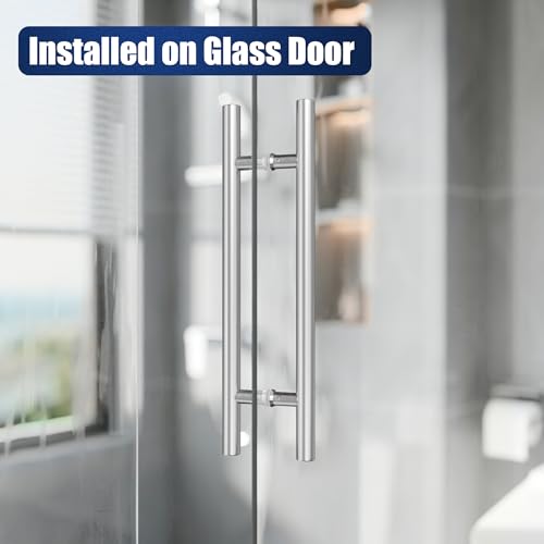 Ranbo 24" Door Pull Handle, 1.2mm 304 Stainless Steel, Brushed Nickel | 15-3/4" Hole Spacing, Fits 1/4"–3/4" Glass Doors and 1-3/8"–2-3/16" Wood Doors, for Shower, Barn and Storefront Door - size: 24 inches/1.26 inches Cross Section Diameter