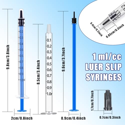 50 Pack 1ml Blue Plastic Syringes with Caps for Science Labs, Liquid Measuring, Watering, Refilling, Oral,Pet - size: 1ml-50Pack