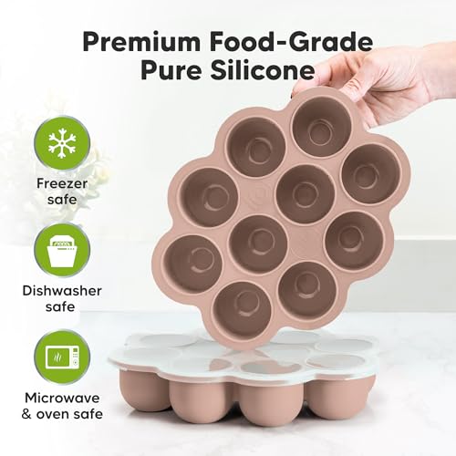 KeaBabies Silicone Food Freezer Trays with Lid, 2oz x 10 Pods (Dusk) | Baby Food Storage Containers, Easy Puree Meal Prep, Breast Milk Silicone Freezer Molds, Dishwasher, Microwave Safe, BPA-Free - color: Dusk