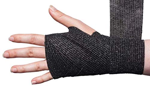 RISEN Cohesive Bandage 2” x 5 Yards, 6 Rolls, Self Adherent Wrap Medical Tape, Adhesive Flexible Breathable First Aid Gauze Ideal for Stretch Athletic - color: Black