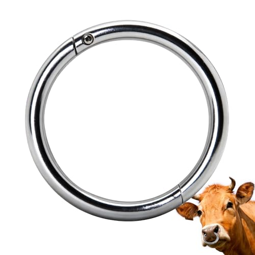 Bull Nose Rings Stainless Steel Cattle Nose Rings for Bulls and Cows Farm Animal Tool for Livestock Management and Animal Care (L) - size: L