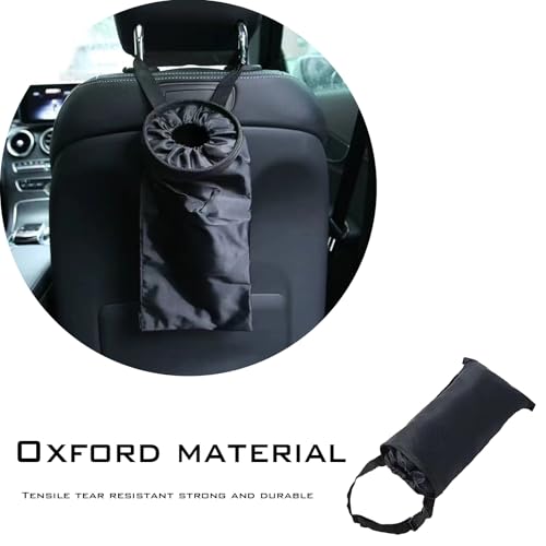 1 Pack 2 Pcs Hanging Car Trash Can, Car Trash Bags With Storage Pockets, Car Organizers And Washable Fits For Most Car, Suvs. （Black）