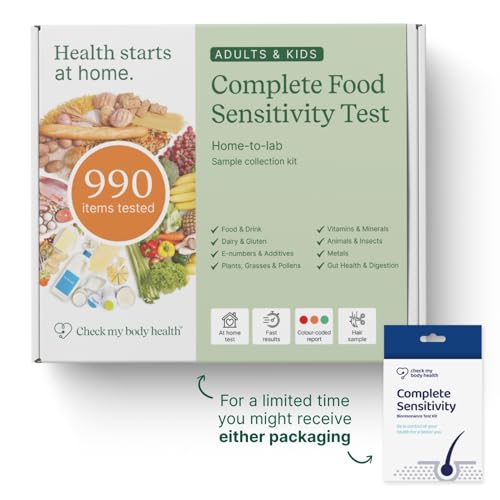 Food Sensitivity Test Kit for Adults & Kids - 990 Items - Hair Sample | Complete Food Sensitivity Test by Check My Body Health - Results in 3–5 Days - Includes Nutritional Support and Meal Planner - size: 900 Test Kit