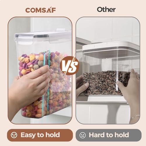 ComSaf Airtight Cereal Storage Containers with Lids 6.7Qt 2Pack, Easy Pour | Plastic Food Canister, Cereal Rice Oats Beans, Pantry Kitchen Cabinet, Dispenser with Label, Spout, Large Capacity, BPA-free - size: 6.7Qt-Rectangle