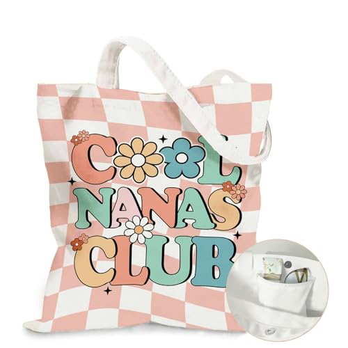 Aesthetic Canvas Tote Bag for Women - with Magnetic Snap Closure & Zipper Inner Pocket Reusable Totes Bag - color: Nanas1