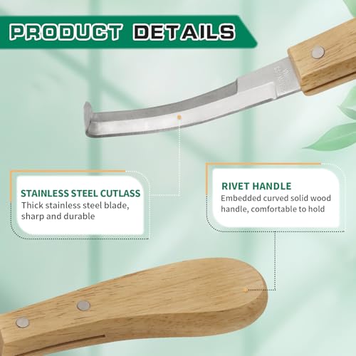 2PCS Stainless Steel Double Edged Hoof Knive with Wooden Handle, Stainless Steel Blade Suitable Hoof Knife for Horses The Toes of Horses, Cows, and Sheep, Repair Knives for Hoof Maintenance