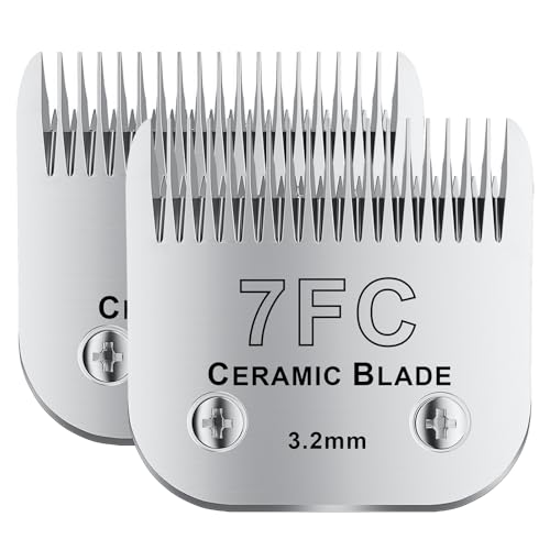 7FC# Detachable Pet Dog Grooming Clipper Ceramic Blade,Compatible with Andis Size 7FC Cut Length 1/8”(3.2mm),Compatible with andis/wahl/Oster Dog Clippers 2PCS - color: Silvery-10