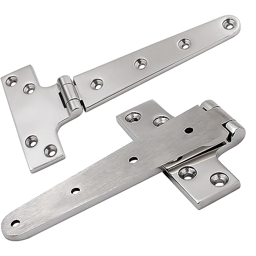 316 Stainless Steel T Hinges Marine Grade 8'' x 4" Heavy Duty Boat Hatch Hinge (196 mm X 97 mm) 2 Pack Casting Cabinet Hardware Door Hinge with Screws - style: 8'' x 4" 2 Pack