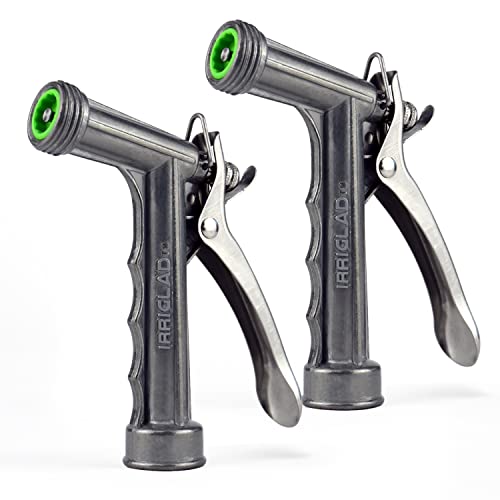 Hose Nozzle 2 Pack, Full Size Pistol Grip Water Nozzle Sprayer with Threaded Front, High Pressure Nozzle, Adjustable Spray Water Flow for Watering, Showering Pet, Washing Car, Silver - color: Silver, size: 2pcs