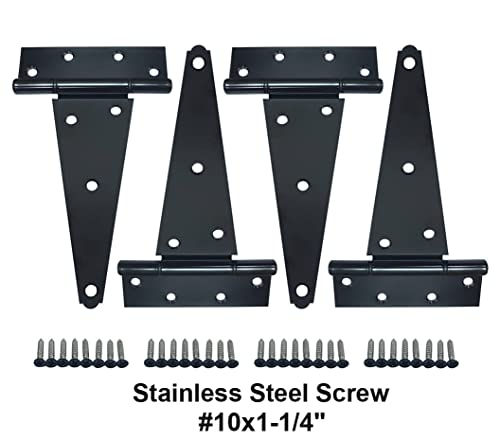 Stainless Steel Extra Heavy Tee Hinge, (4pack(8"), Black Coated) - color: black coated, size: 4pack(8")