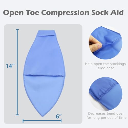 Open Toe Compression Sock Aid for Easy Slide - Slip Stocking Applicator to Help Assist Put On for Elderly, Disabled, Pregnant, 2 Pcs (Blue) - size: 2 Pcs (Blue)